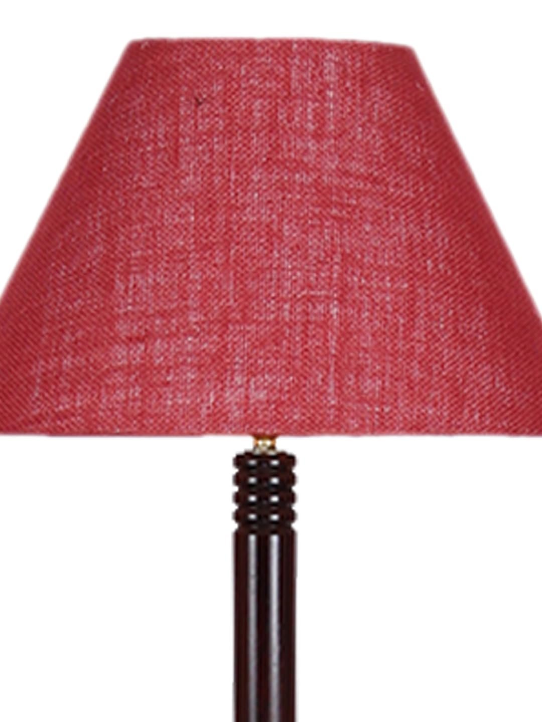 Maroon Jute Conical Wooden Floor Lamp -30-(14x55.75inches) -Tripod Brown