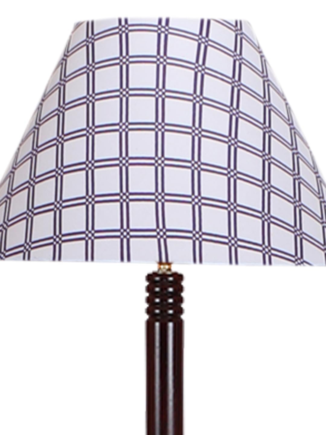 Printed Cotton Conical Wooden Floor Lamp -36-(14x55.75inches) -Tripod Brown