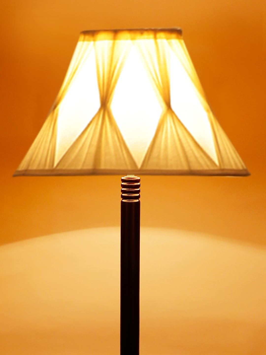 Vintage Cotton Curtain Pleated Shade Wood Floor Lamp -40(12x54.8inches)-Tripod Brown