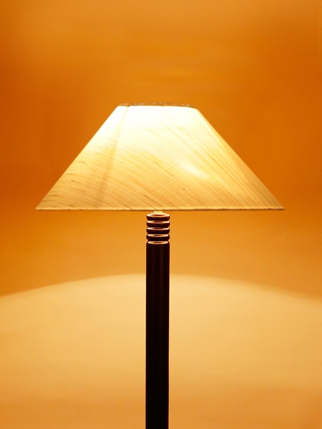 Off-White Cotton Coolie Floor Lamp -46(13x53.75inches)-Tripod Brown