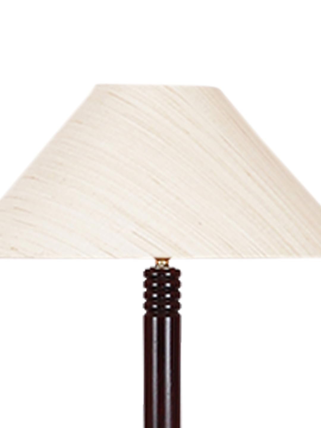Off-White Cotton Coolie Floor Lamp -46(13x53.75inches)-Tripod Brown