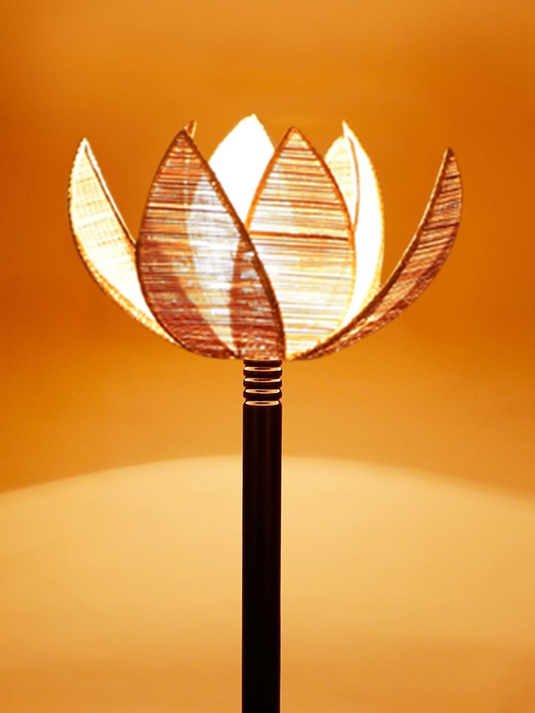 Beige Bamboo Lotus Wooden Floor lamp -54(12x56 Inches)-Tripod Brown