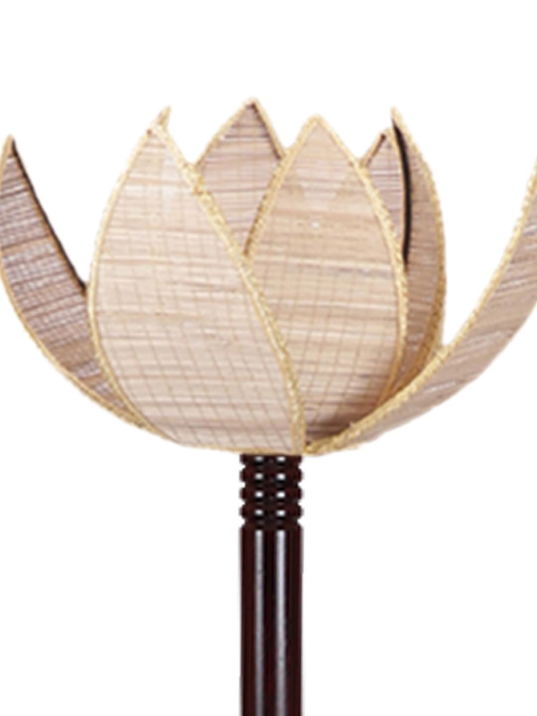 Beige Bamboo Lotus Wooden Floor lamp -54(12x56 Inches)-Tripod Brown