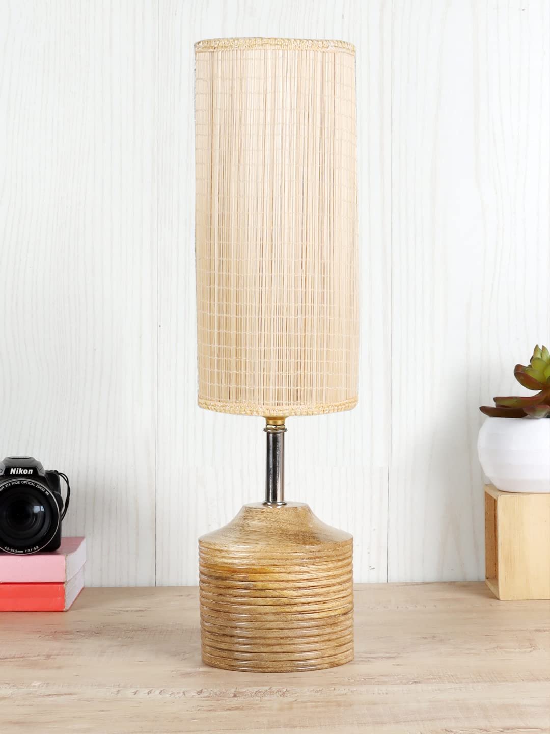 Wood Table lamp with Bamboo Shade(19)