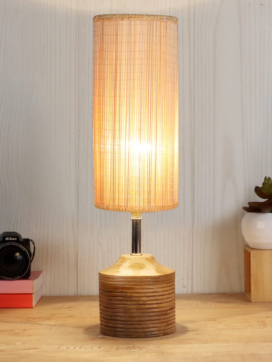 Wood Table lamp with Bamboo Shade(19)