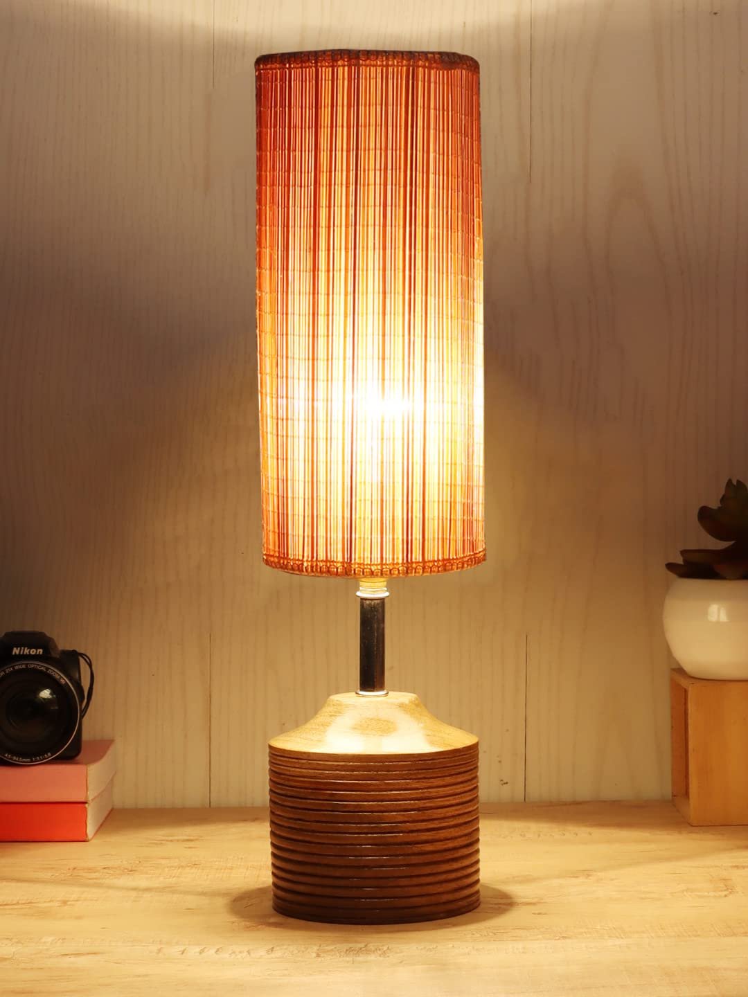 Wood Table lamp with Bamboo Shade(19)