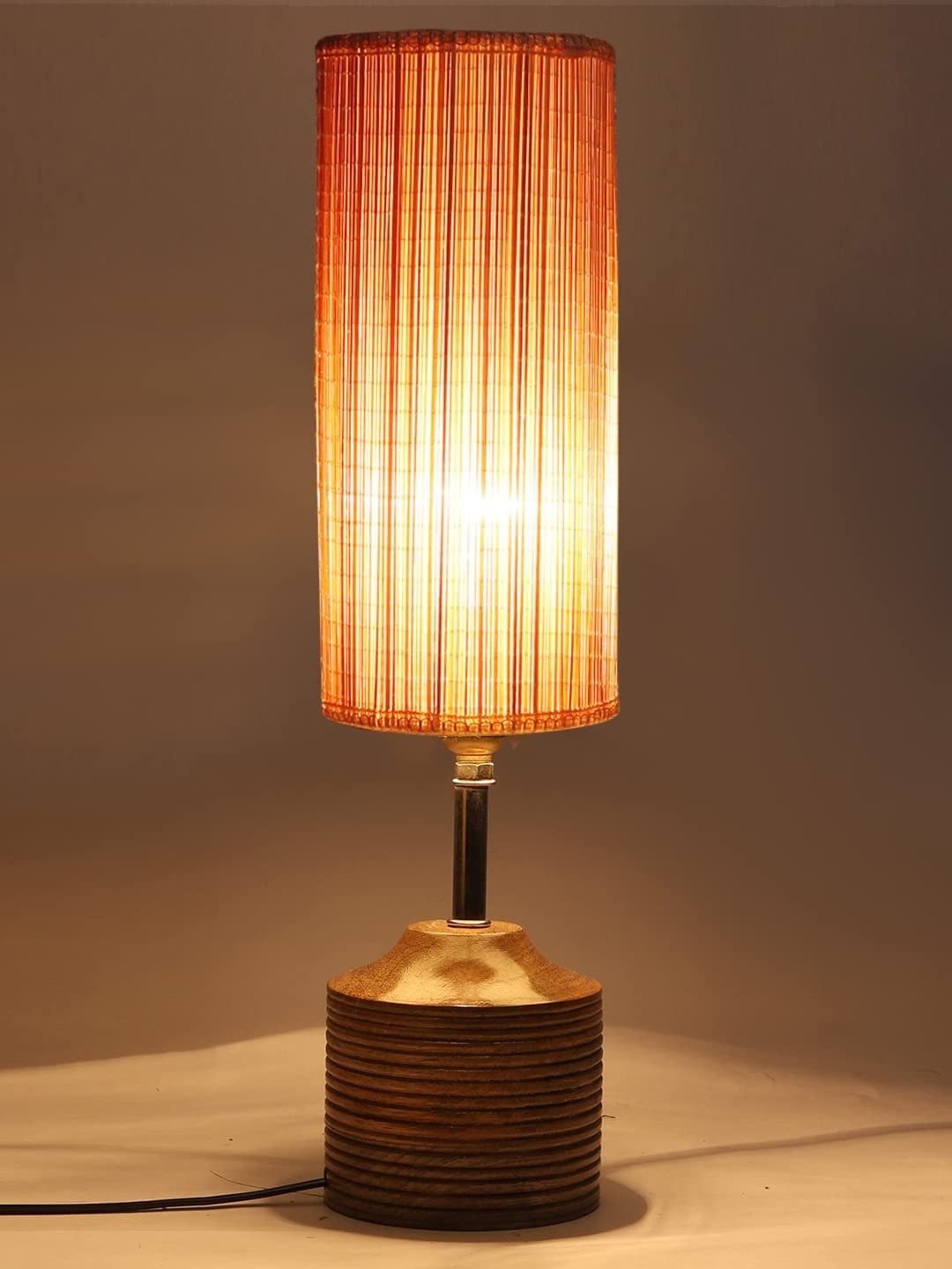 Wood Table lamp with Bamboo Shade(19)