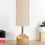 Wood Table lamp with Off-White Cotton Shade (22)