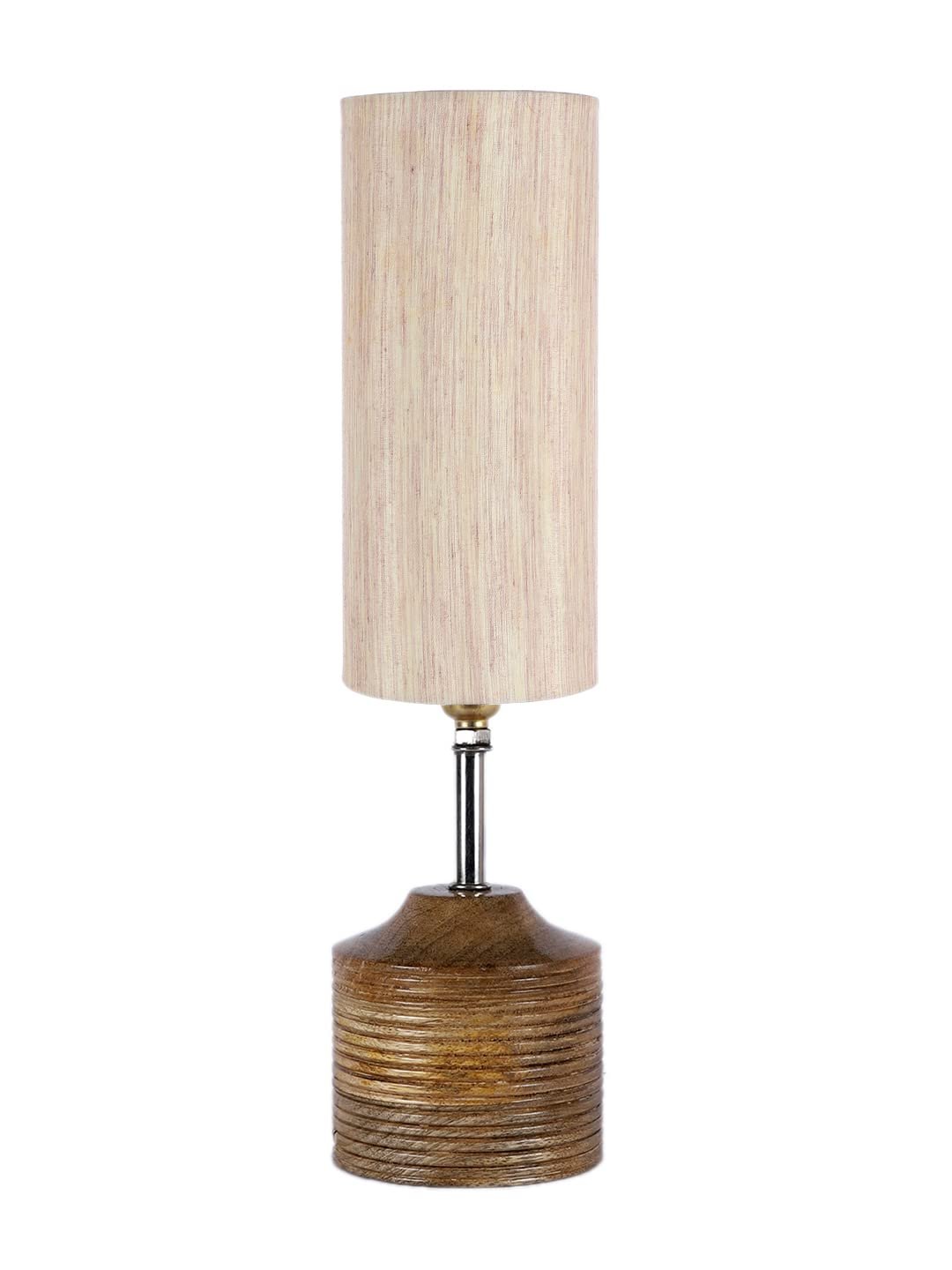 Wood Table lamp with Off-White Cotton Shade (22)