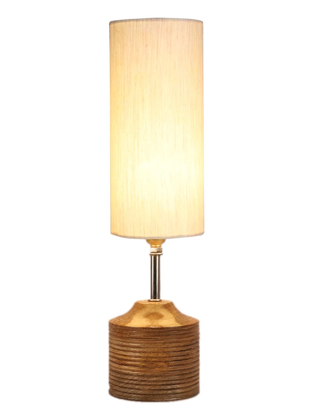 Wood Table lamp with Off-White Cotton Shade (22)