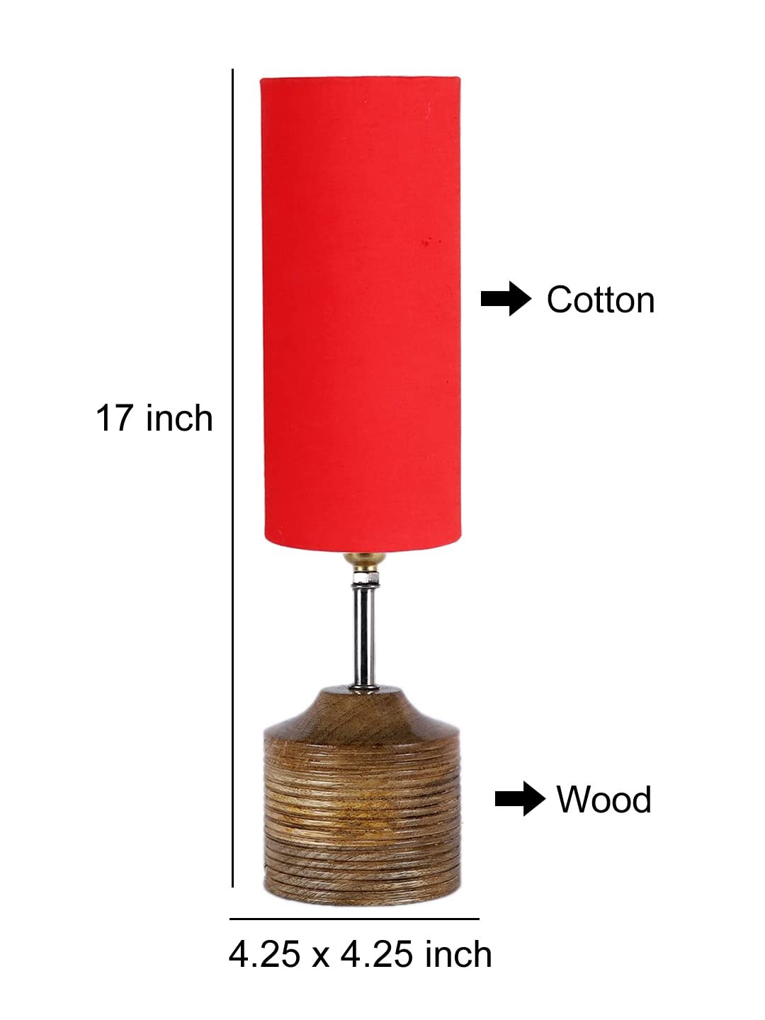 Wood Table lamp with Red Cotton Shade (24)