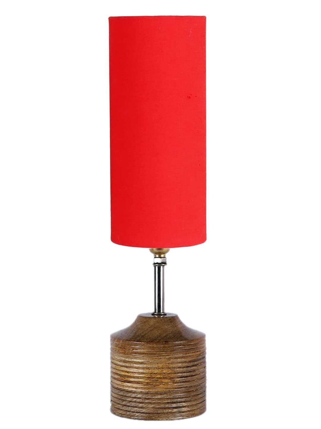 Wood Table lamp with Red Cotton Shade (24)