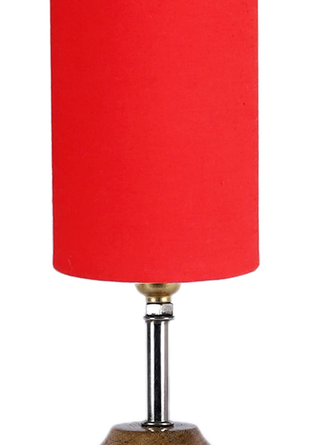 Wood Table lamp with Red Cotton Shade (24)