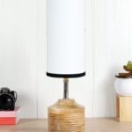 Wood Table lamp with Multicolor Cotton Shade (28)