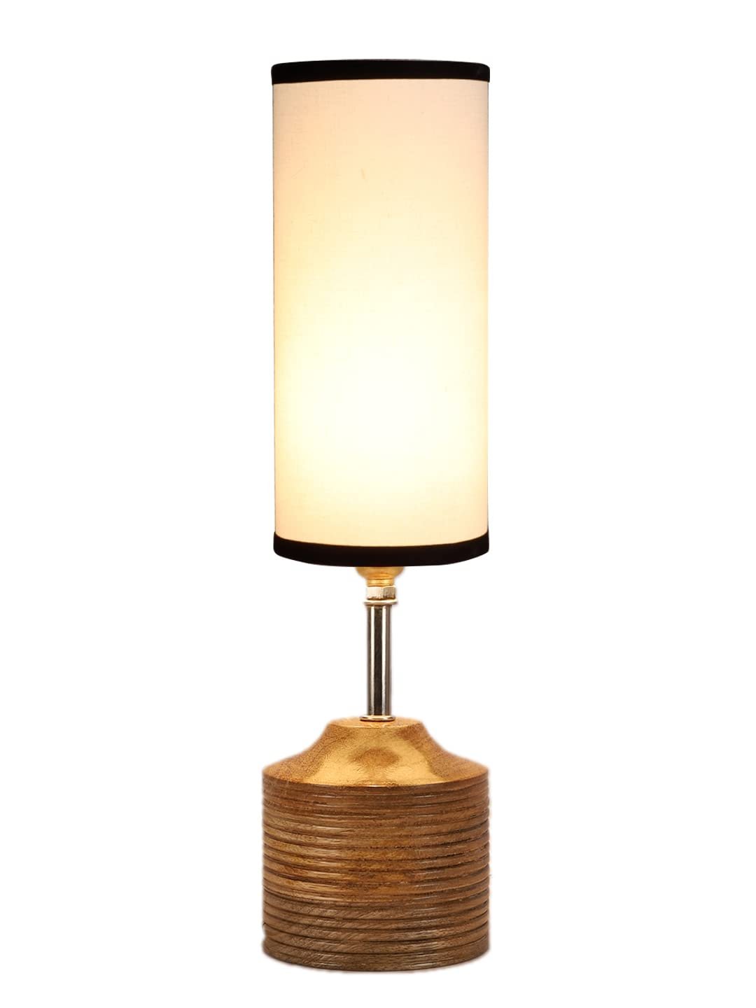 Wood Table lamp with Multicolor Cotton Shade (28)