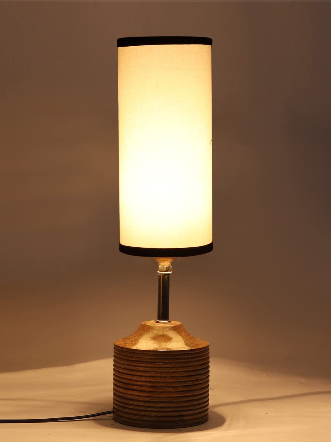 Wood Table lamp with Multicolor Cotton Shade (28)