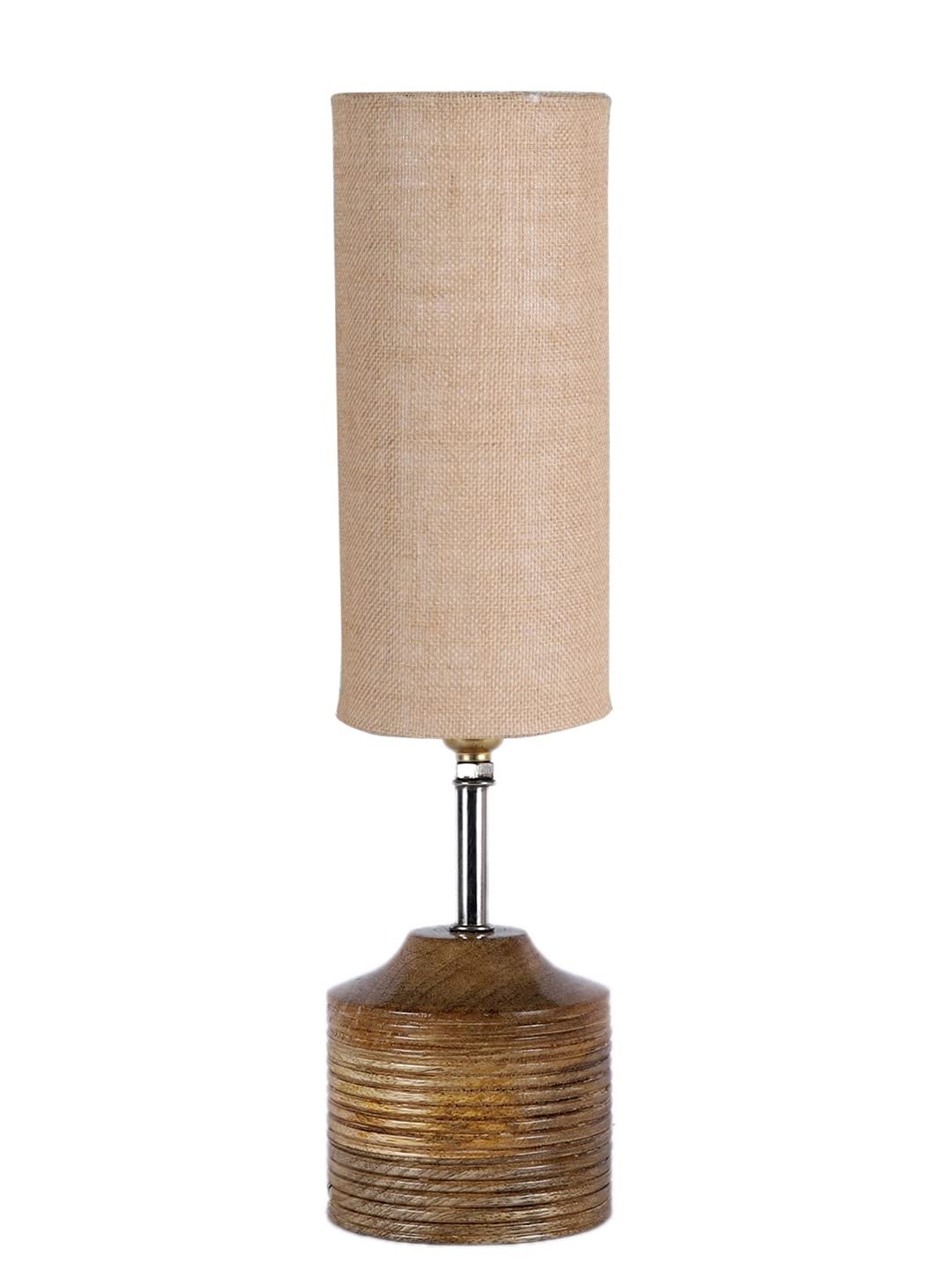 Wood Table lamp with Beige Jute Shade(29)