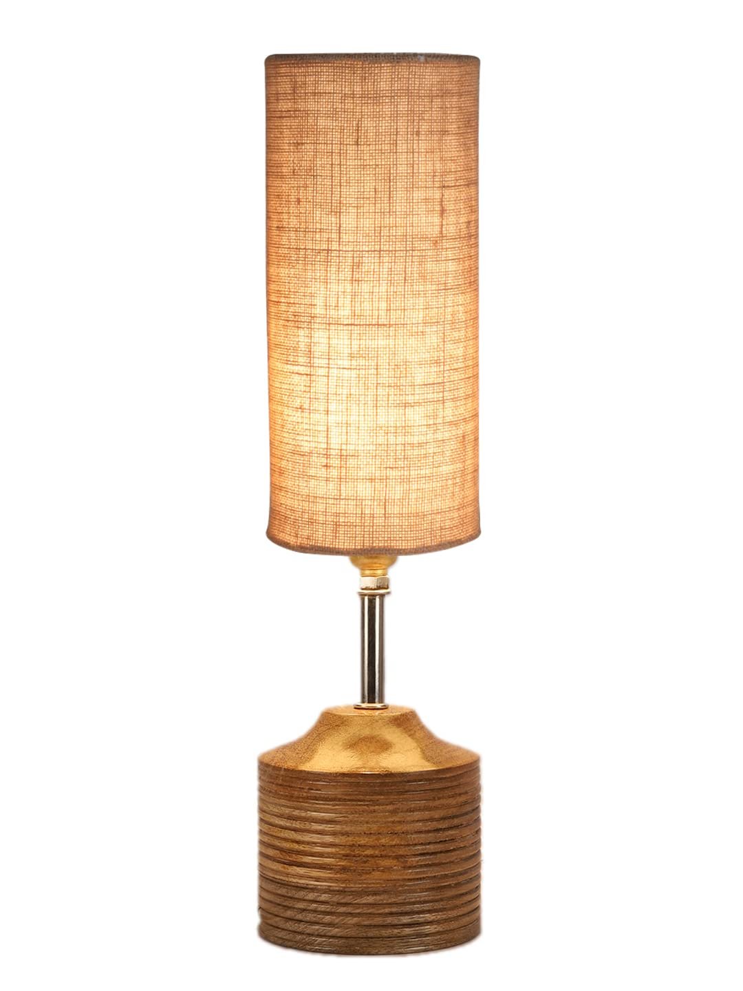 Wood Table lamp with Beige Jute Shade(29)