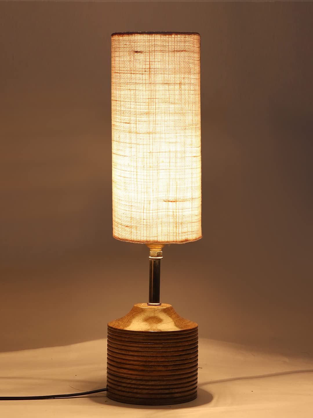 Wood Table lamp with White Jute Shade(30)
