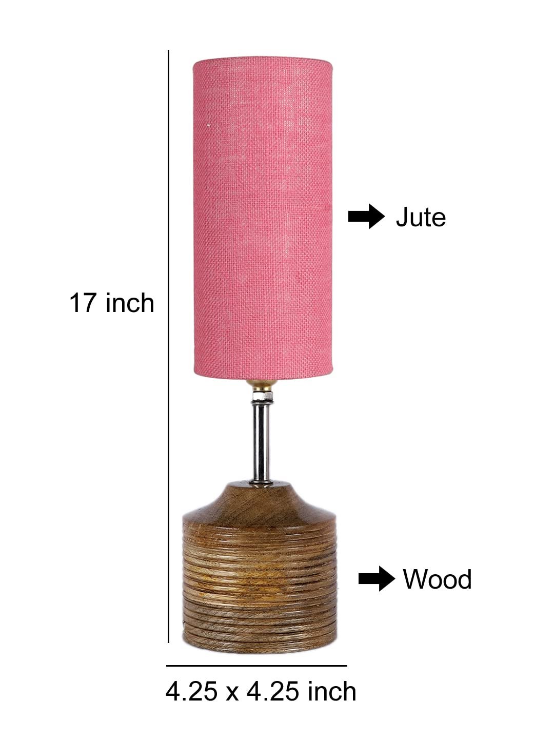 Wood Table lamp with Pink Jute Shade(31)
