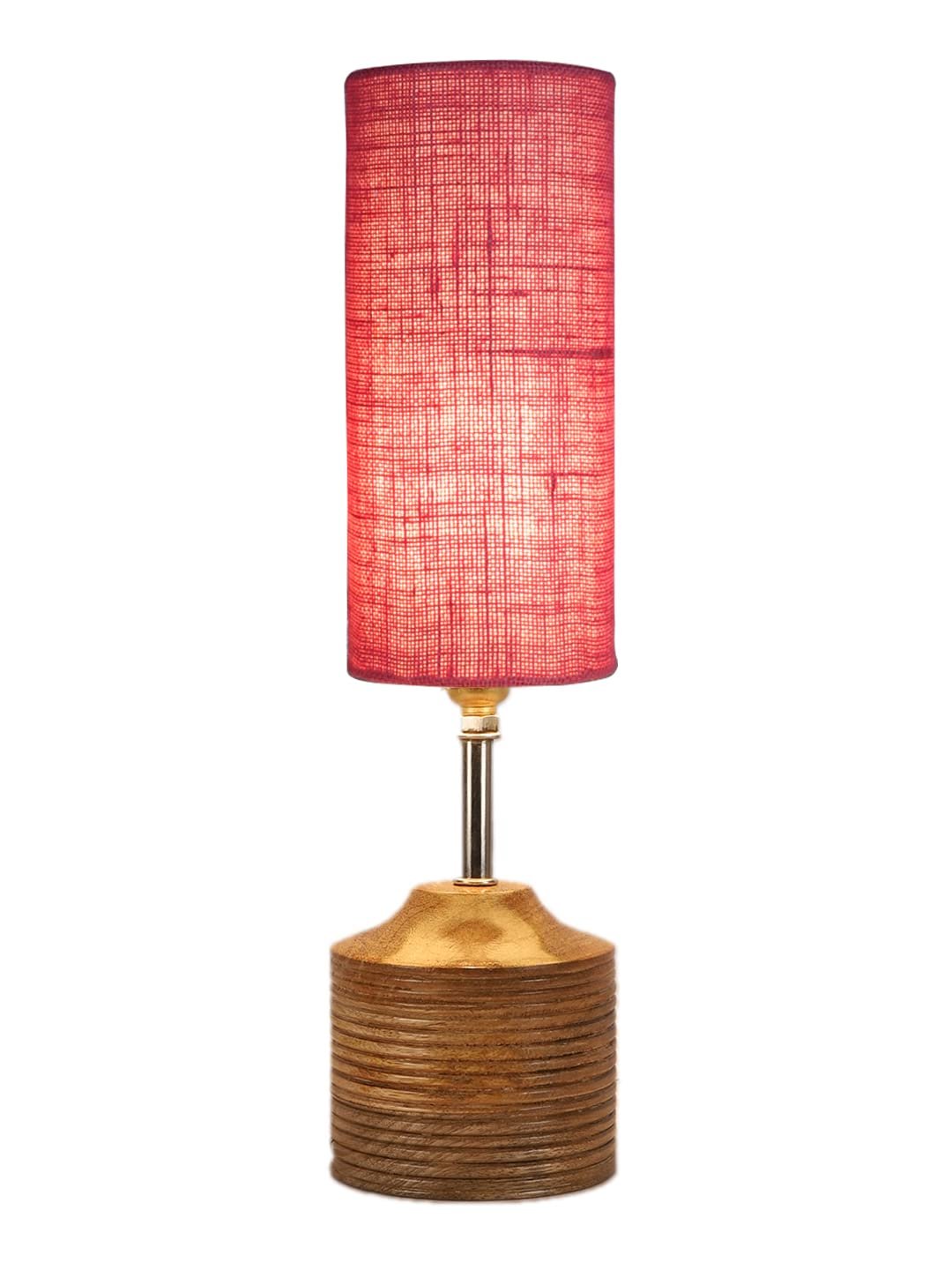 Wood Table lamp with Pink Jute Shade(31)
