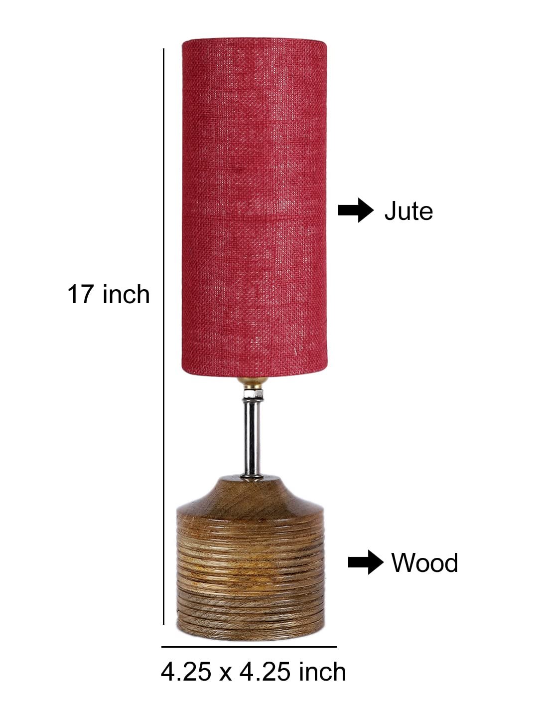 Wood Table lamp with Maroon Jute Shade(32)