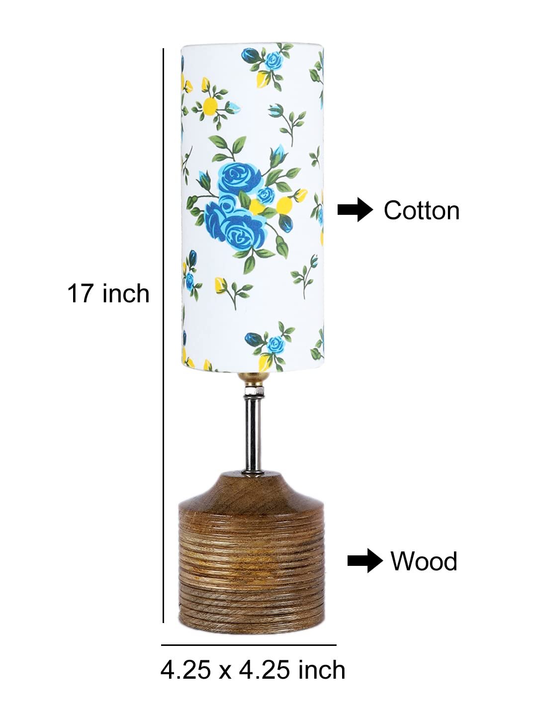 Wood Table lamp with Multicolor Cotton Shade (35)