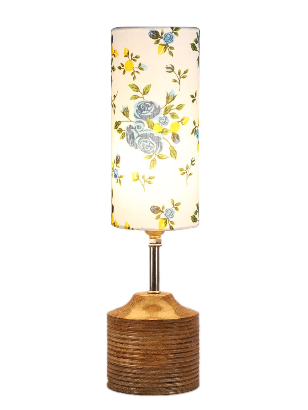 Wood Table lamp with Multicolor Cotton Shade (35)