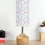 Wood Table lamp with Multicolor Cotton Shade (36)