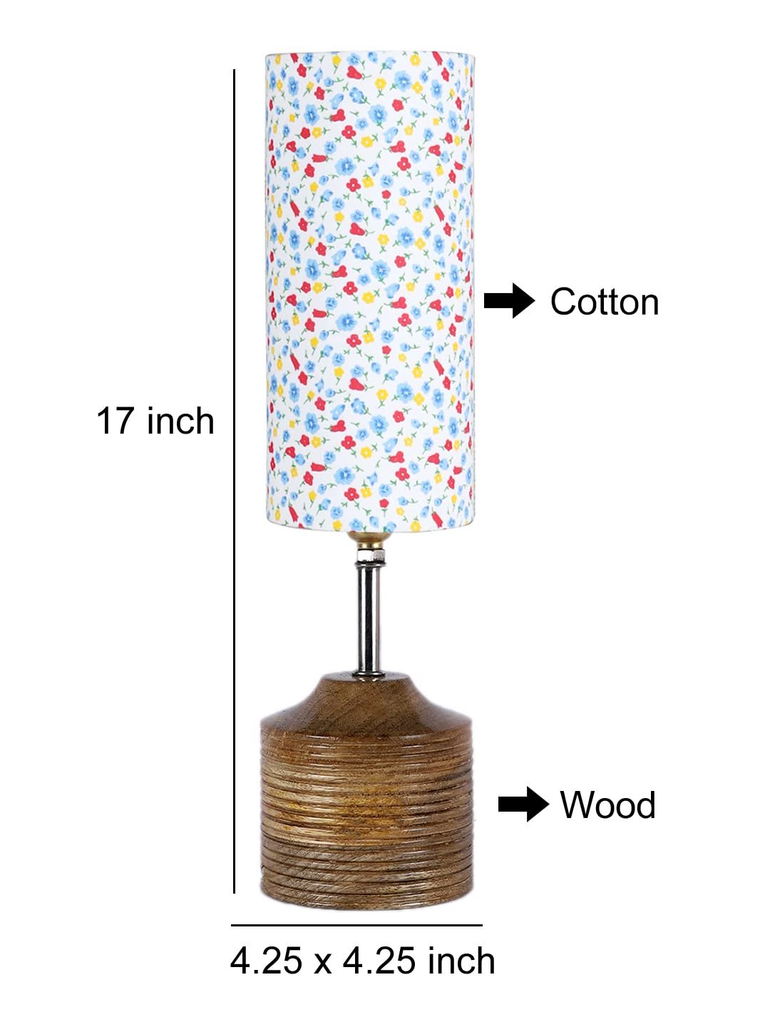 Wood Table lamp with Multicolor Cotton Shade (36)