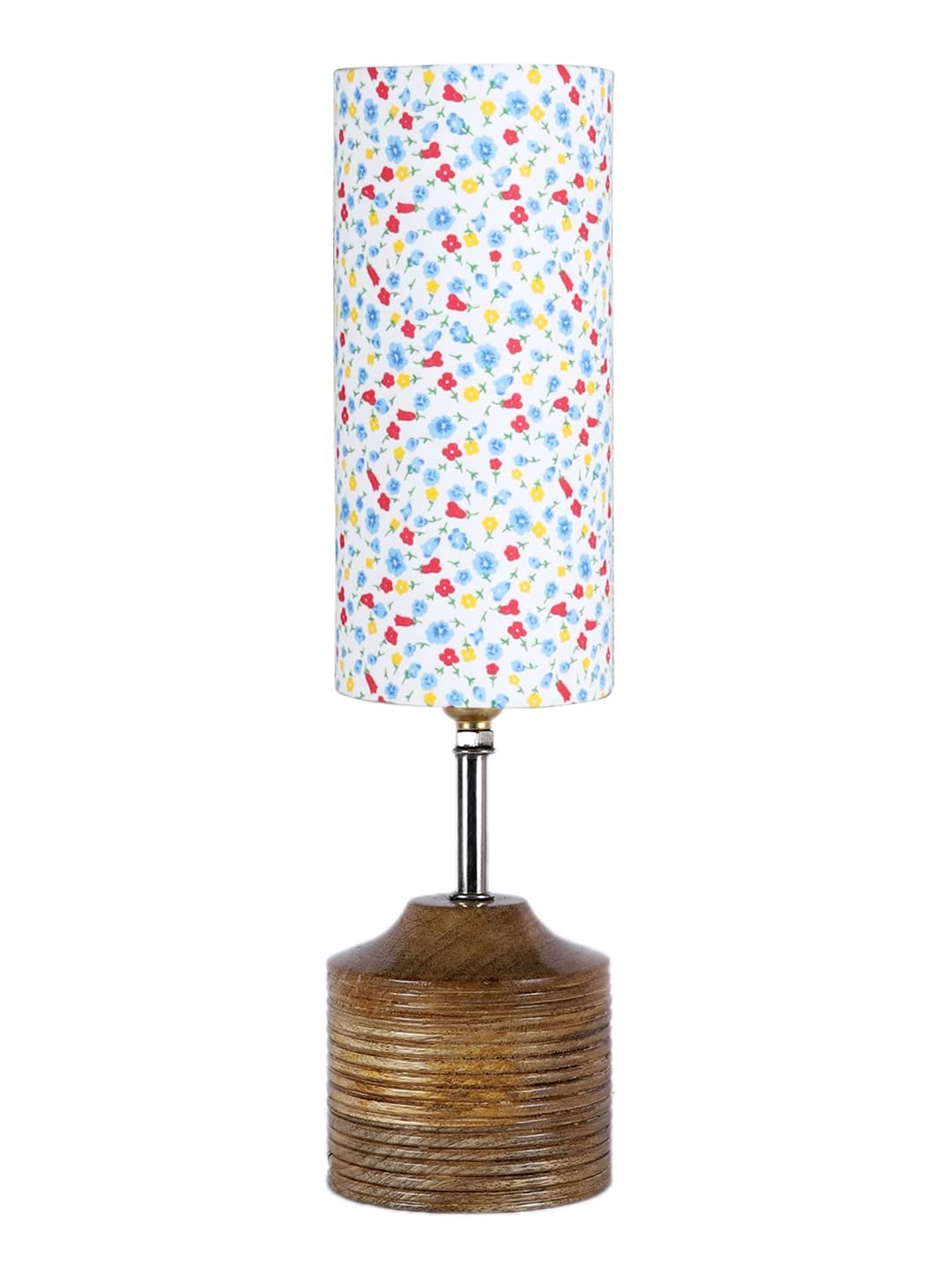 Wood Table lamp with Multicolor Cotton Shade (36)