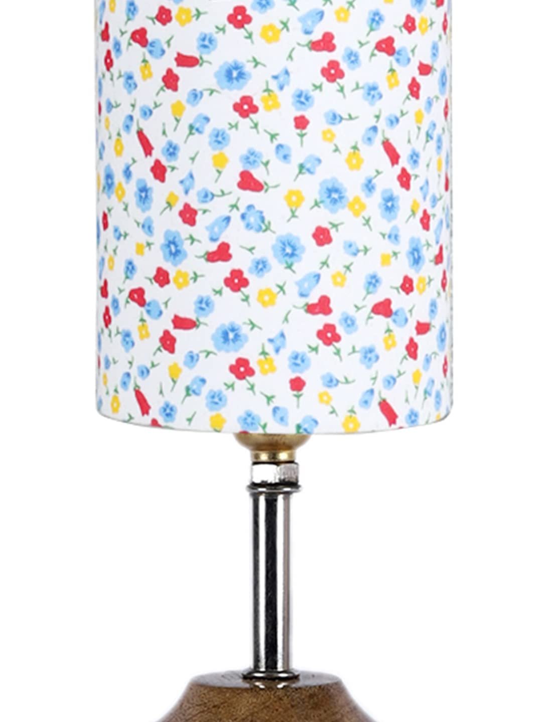 Wood Table lamp with Multicolor Cotton Shade (36)