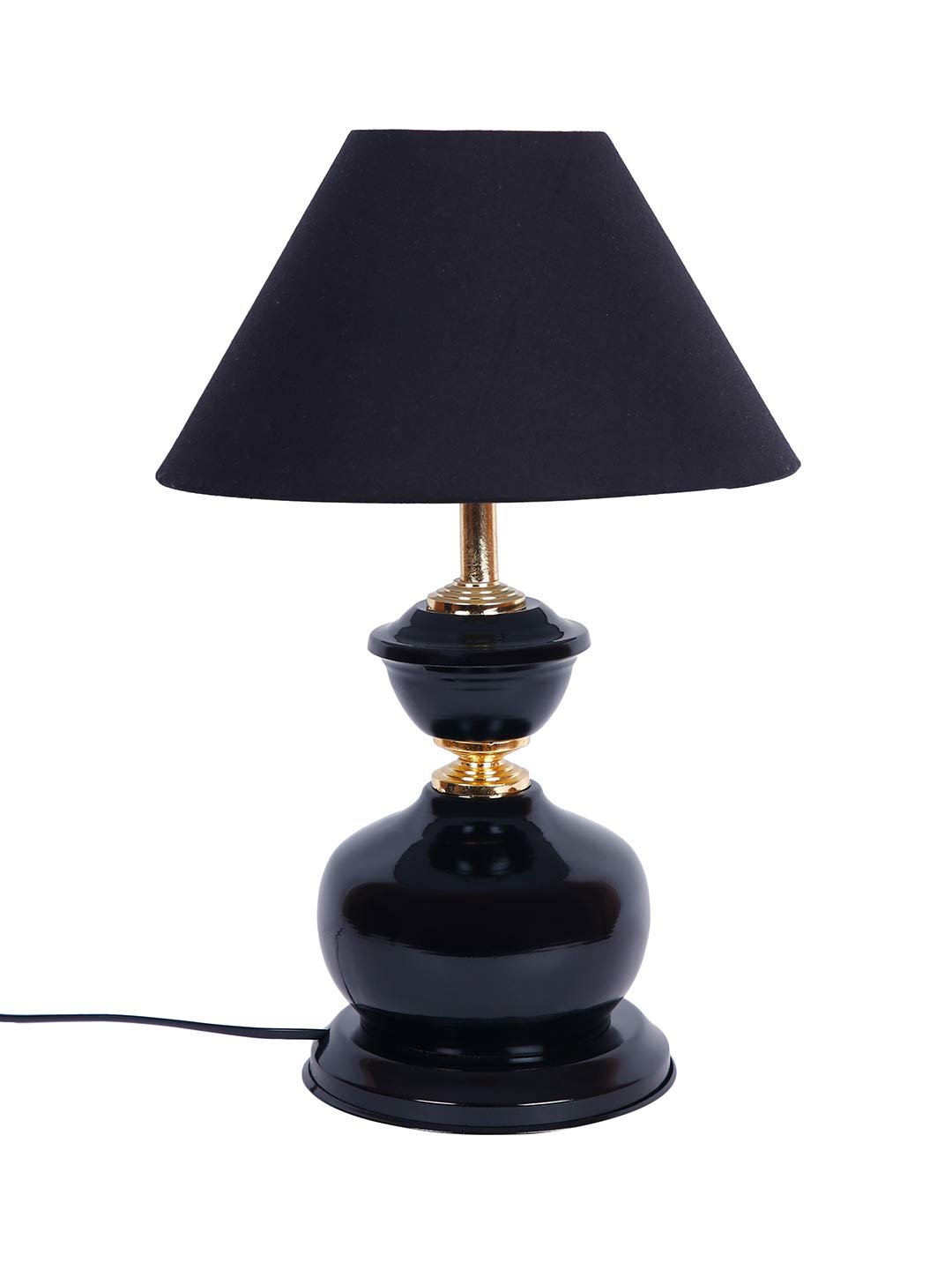 Black Cotton Table lamp with Black Base