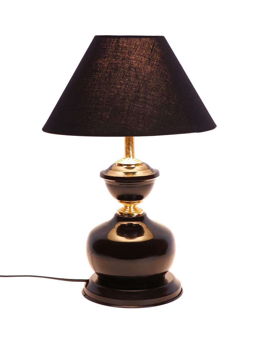 Black Cotton Table lamp with Black Base