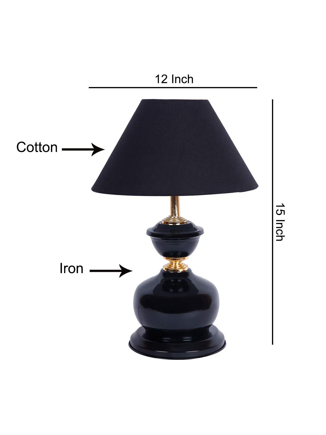 Black Cotton Table lamp with Black Base