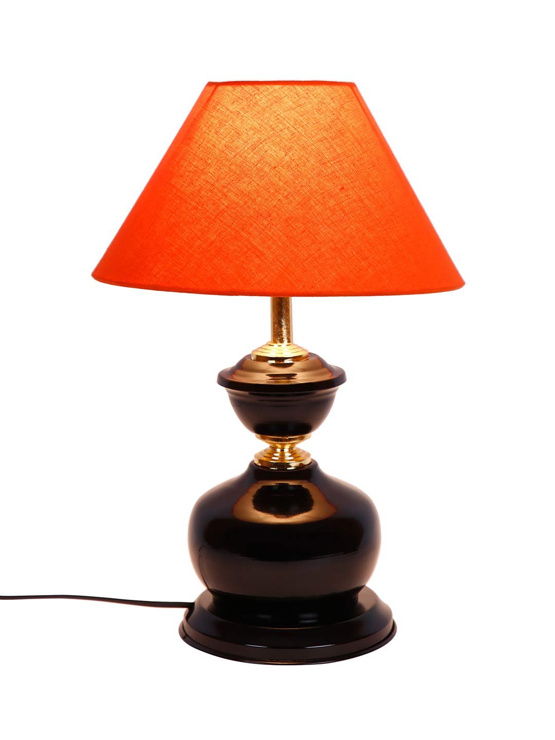 Orange Cotton Table lamp with Black Base
