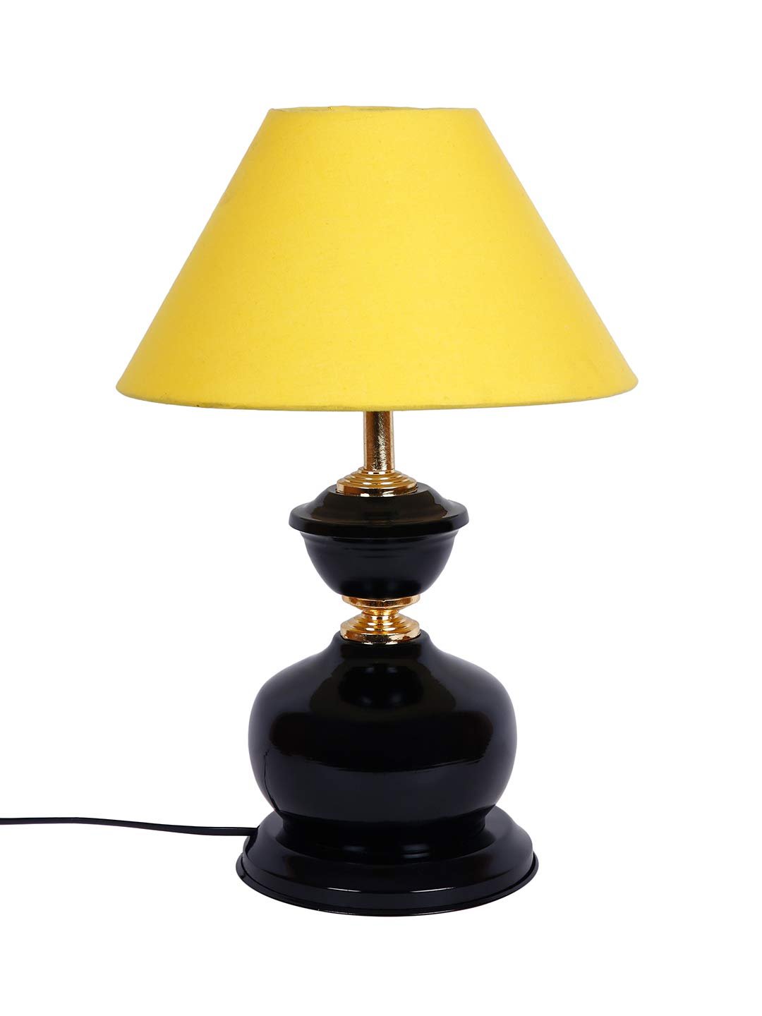 EL Yellow Cotton Table lamp with Black Base