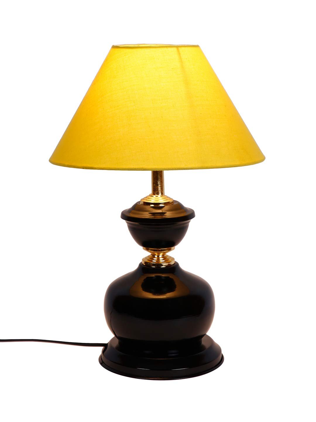 EL Yellow Cotton Table lamp with Black Base
