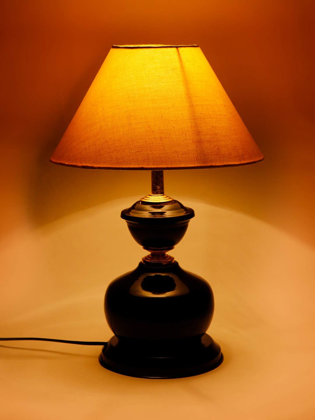 EL Yellow Cotton Table lamp with Black Base