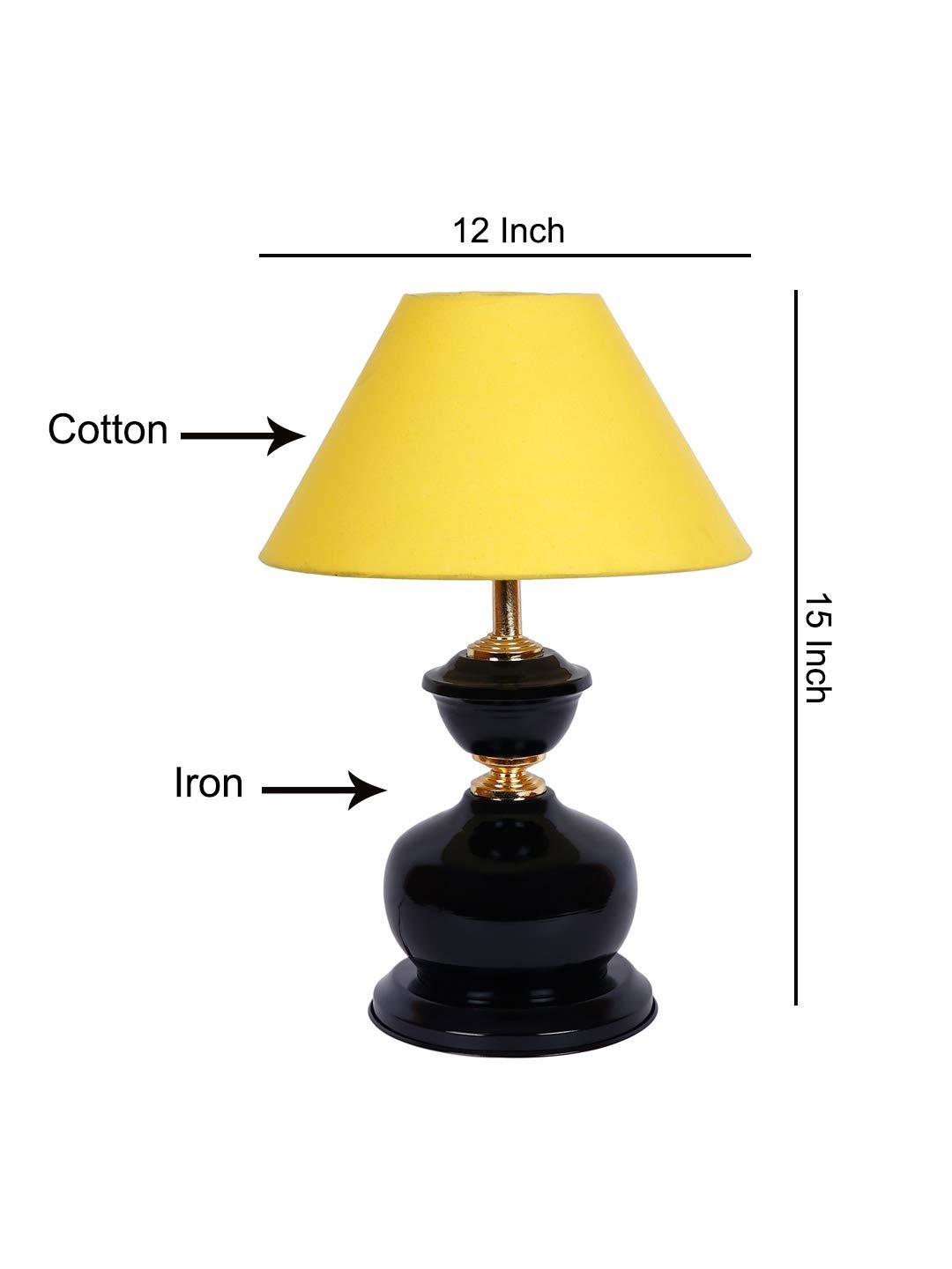 EL Yellow Cotton Table lamp with Black Base
