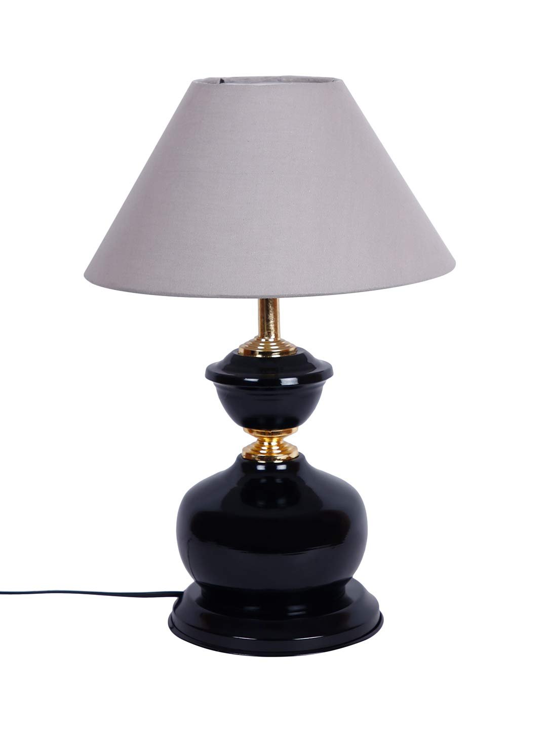 Grey Cotton Table lamp with Black Base