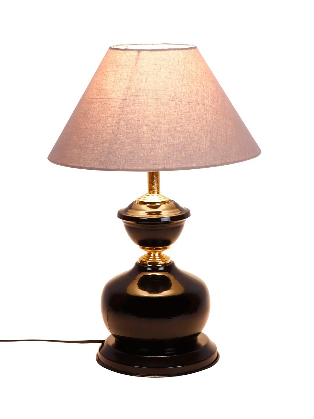 Grey Cotton Table lamp with Black Base
