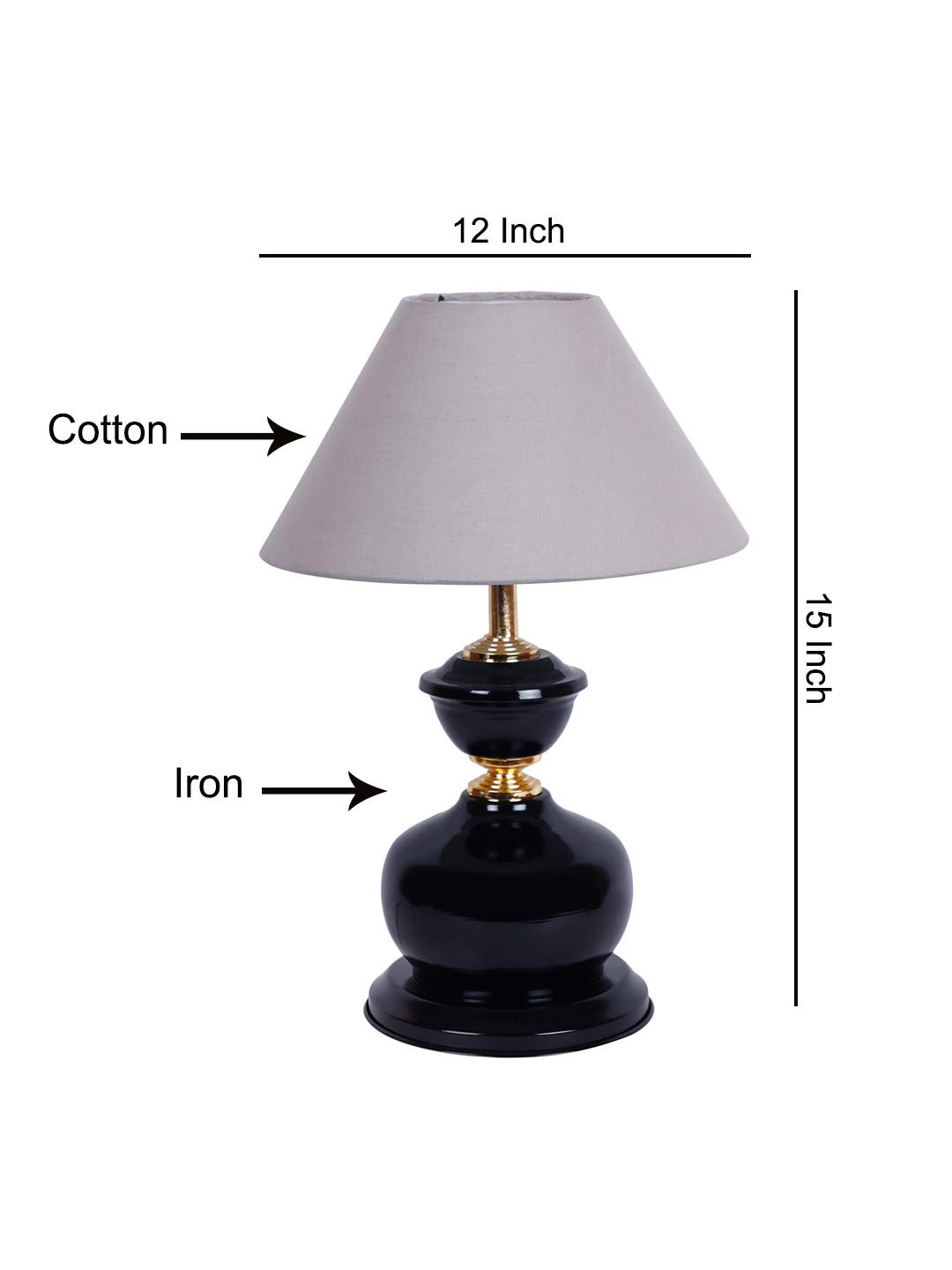 Grey Cotton Table lamp with Black Base