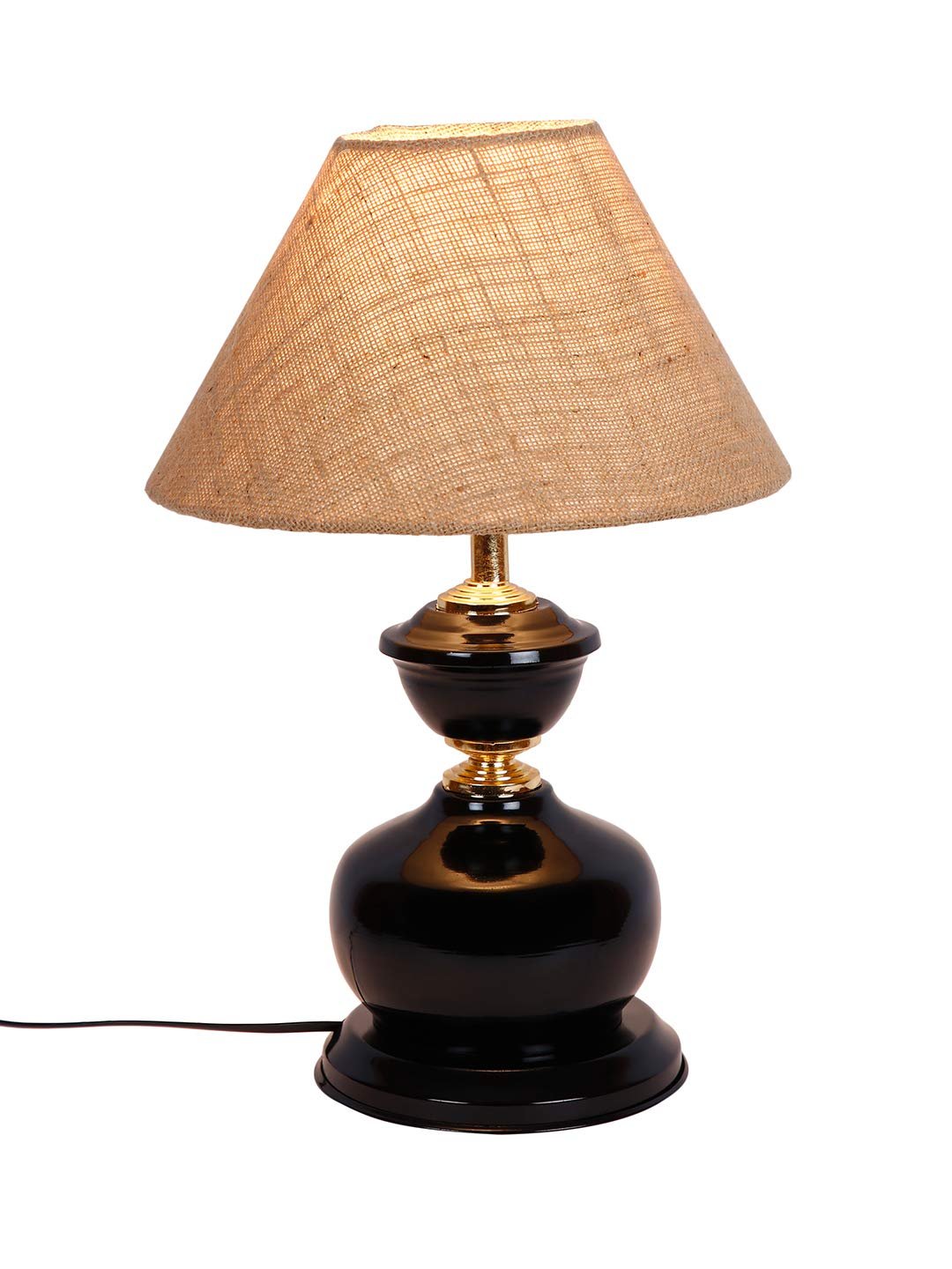 Beige Jute Table lamp with Black Base