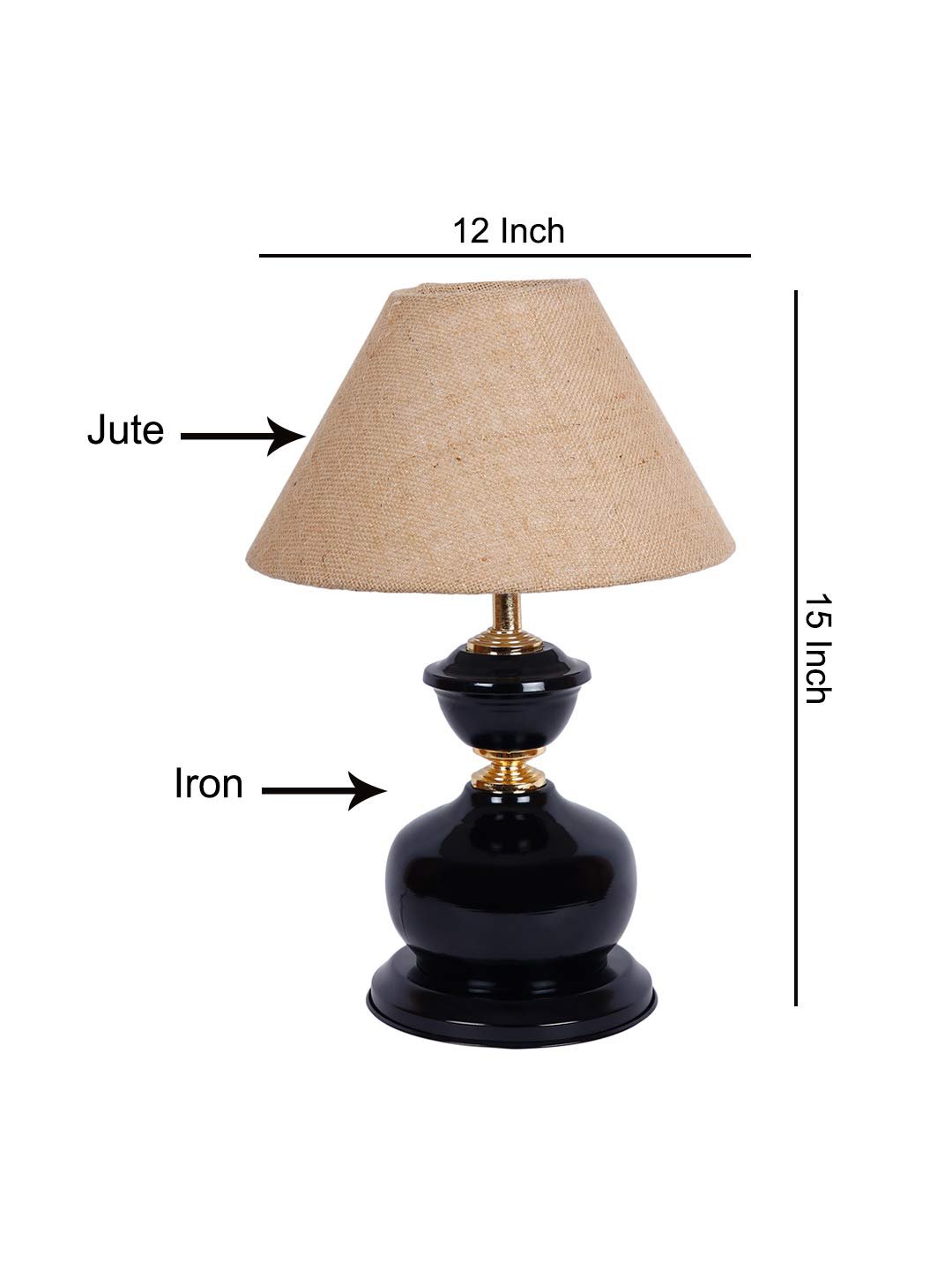 Beige Jute Table lamp with Black Base