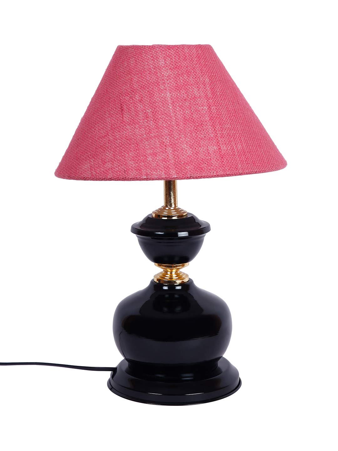 Pink Jute Table lamp with Black Base