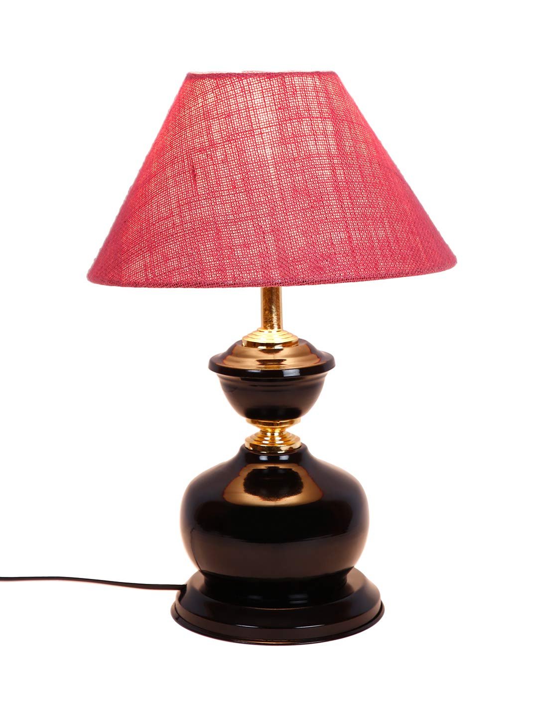 Pink Jute Table lamp with Black Base