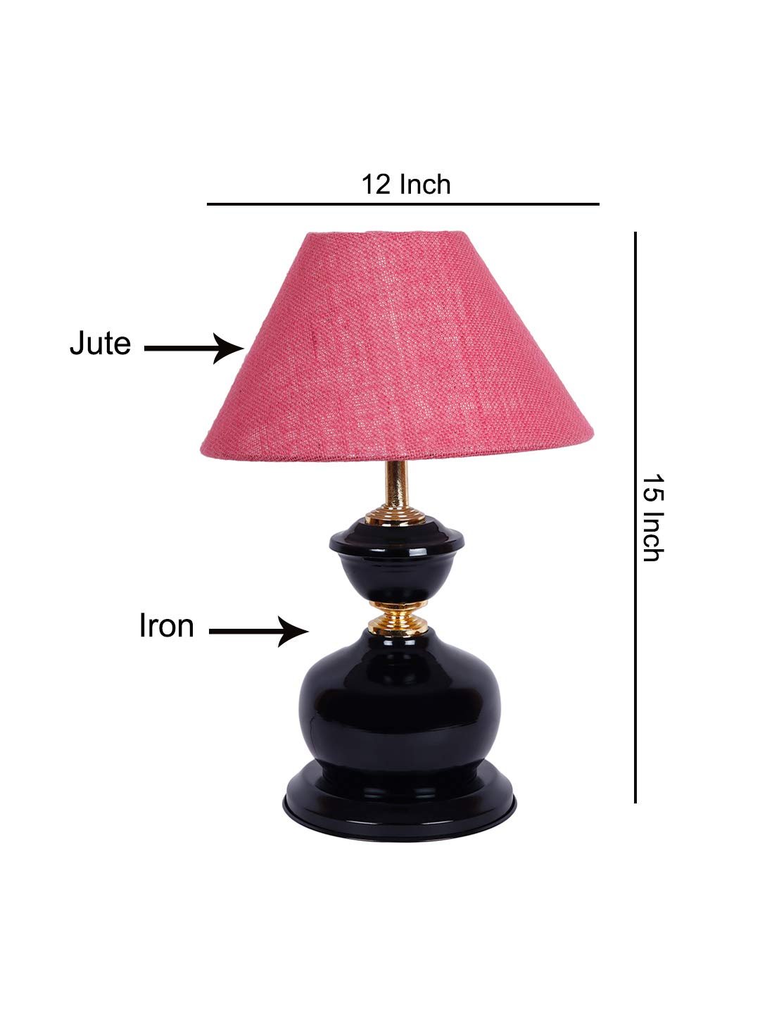 Pink Jute Table lamp with Black Base