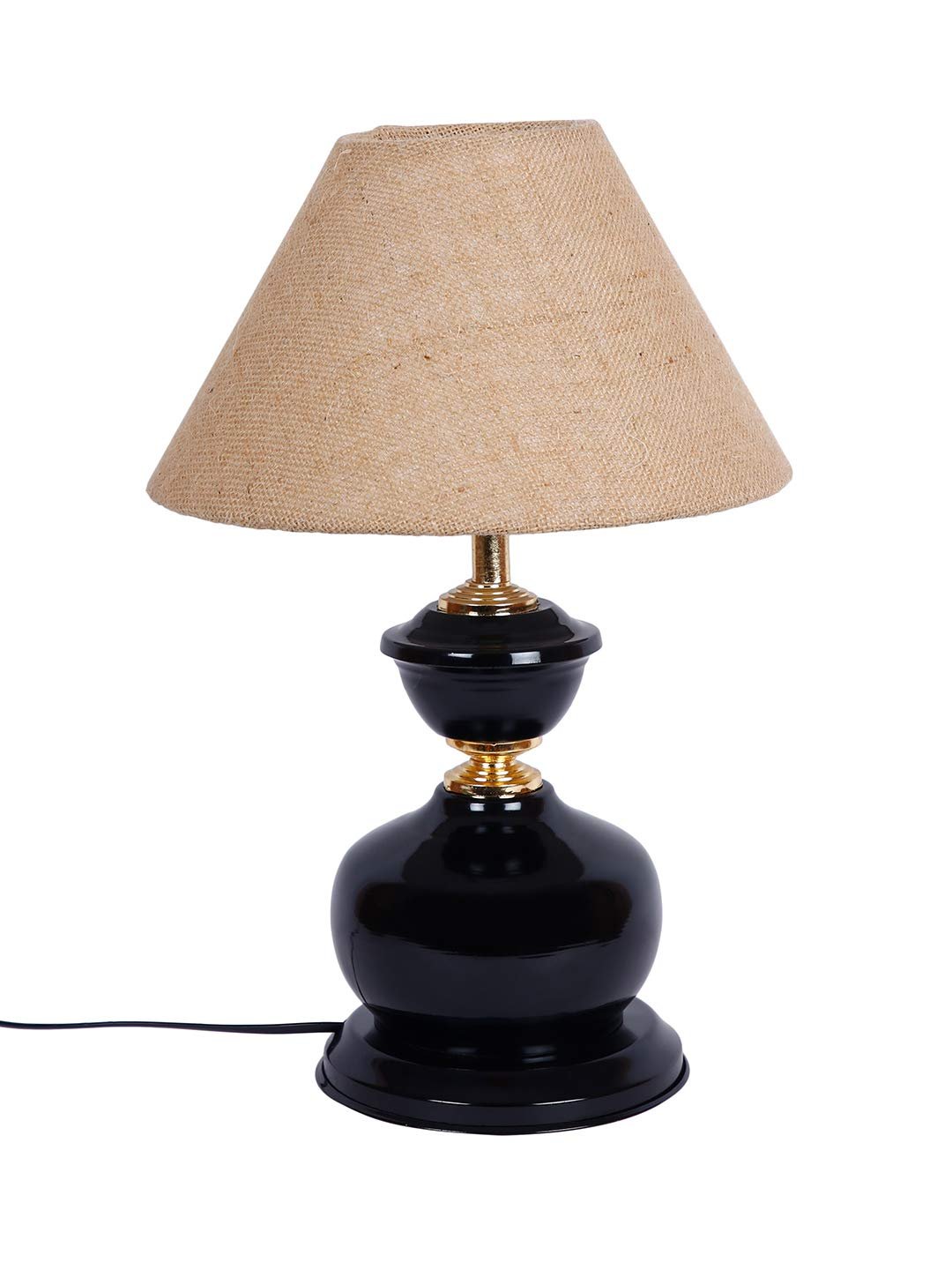 Maroon Jute Table lamp with Black Base