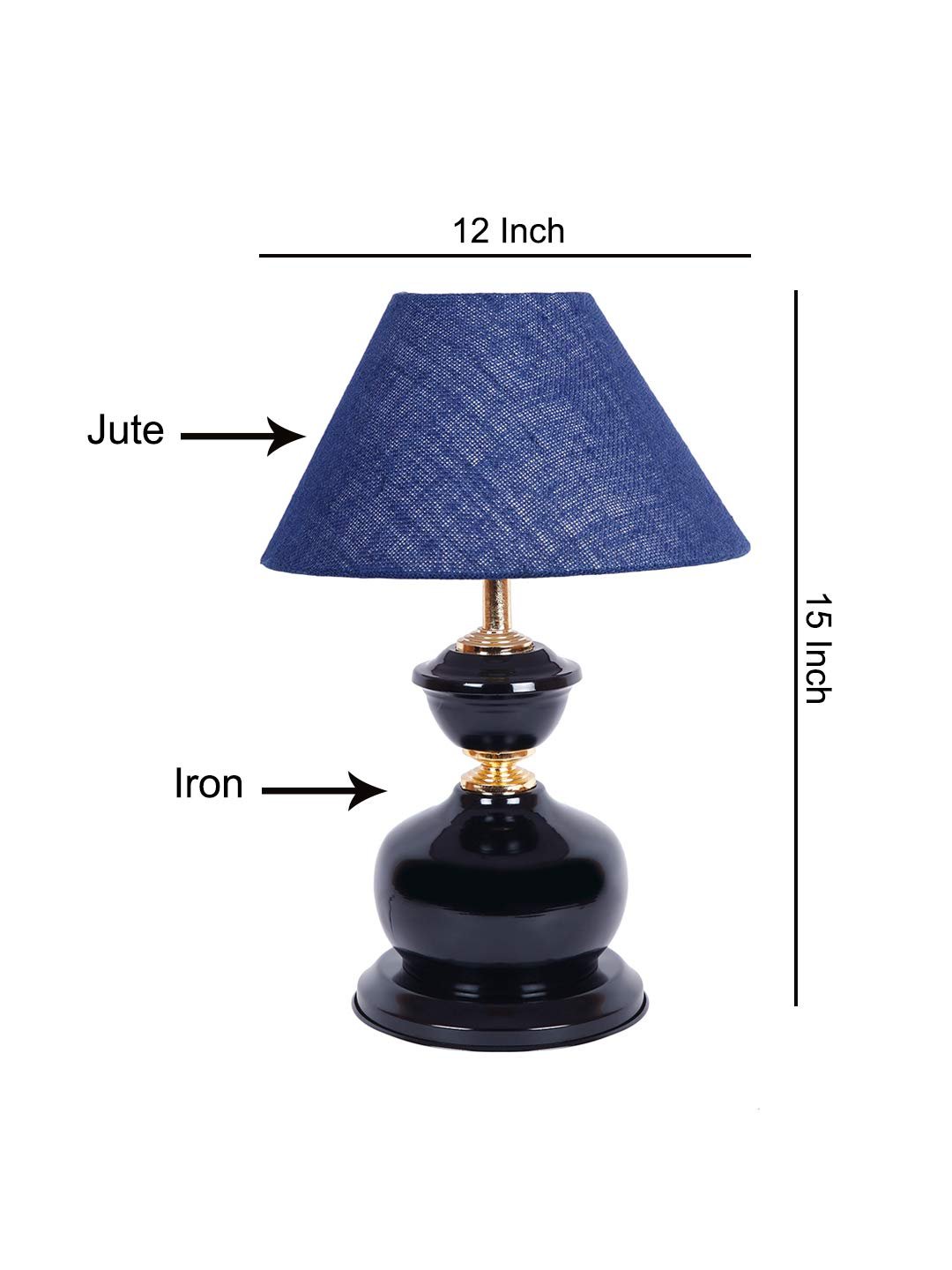 Blue Jute Table lamp with Black Base
